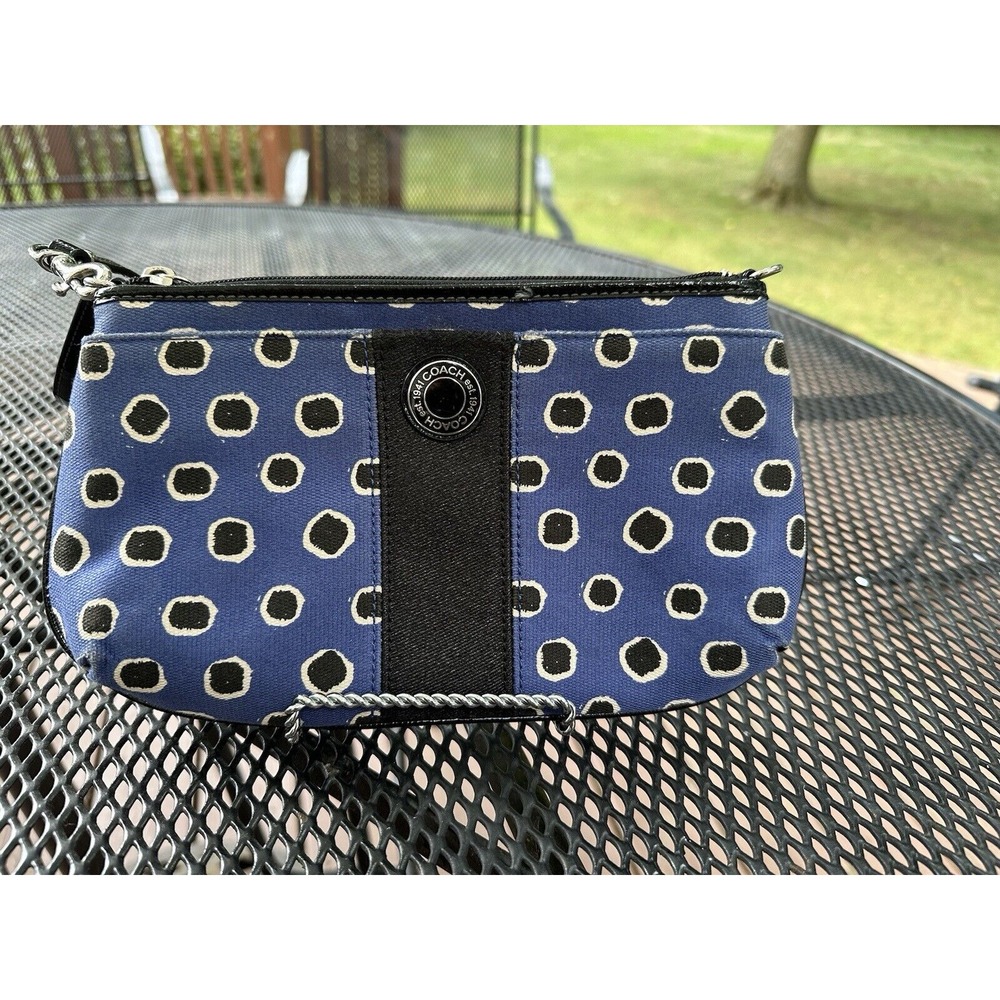 COACH BLUE‎ & BLACK DOT LARGE TOP-ZIPPER Large Wrislet